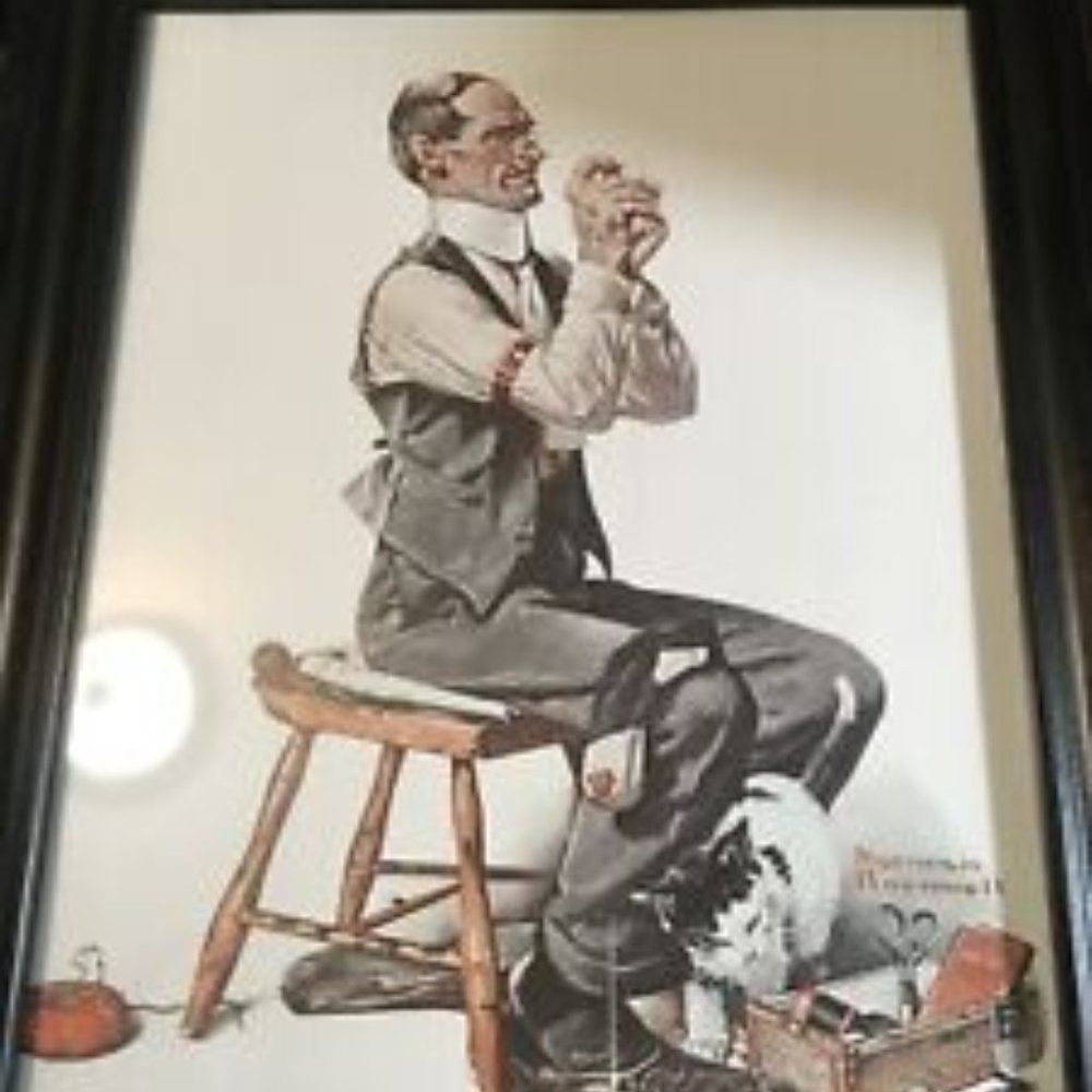 Norman Rockwell Framed Print "Man Threading a Needle" by Norman Rockwell 11"x14"